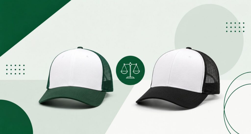When comparing Richardson 112 vs Yupoong 6606, you're looking at two of the most popular trucker hats for custom branding. Both have earned a strong reputation for quality, comfort, and decoration compatibility, but they aren't identical. The blank cap you choose directly affects embroidery results, long-term durability, customer comfort, and even the perceived value of your merchandise. While Richardson 112 is widely recognized for its structured profile and embroidery-friendly design, Yupoong 6606 appeals to brands seeking a slightly more contemporary fit. This guide compares their construction, comfort, customization options, branding performance, and overall value to help you make an informed decision. Key Takeaways Richardson 112 and Yupoong 6606 are both premium trucker hats, but they appeal to different branding needs. Richardson 112 features a structured front panel that delivers excellent embroidery results. Yupoong 6606 offers a modern fit with premium materials suited for lifestyle and retail brands. Both hats support embroidery, patches, and heat-applied decoration methods. The better choice depends on your target audience, branding goals, and preferred style. Understanding construction, fit, and decoration compatibility helps maximize the quality of your custom merchandise. Richardson 112 vs Yupoong 6606: Quick Comparison Richardson and Yupoong are two of the most respected names in the headwear industry, with decades of experience producing high-quality blank caps. The Richardson 112 has become a favorite for promotional products, corporate apparel, and branded merchandise because of its structured design and reliable embroidery surface. Meanwhile, the Yupoong 6606 has gained popularity among fashion labels and lifestyle brands thanks to its modern profile and premium finish. Although both hats share many similarities, subtle differences in fit, materials, and styling can influence which one better represents your brand. Feature Richardson 112 Yupoong 6606 Profile Mid-profile Mid-profile Closure Snapback Snapback Front Panels Structured Structured Mesh Back Yes Yes Material Cotton/poly blend Cotton/poly blend Best For Corporate branding Fashion brands Both models work exceptionally well as custom trucker hats, but the ideal choice depends on whether your priority is traditional business branding or contemporary retail appeal. Richardson 112 vs Yupoong 6606: Construction and Materials Construction quality is one of the main reasons these trucker hats remain industry favorites for custom branding. While both models use premium materials, subtle differences in their construction affect durability, decoration quality, and overall appearance. Richardson 112 The Richardson 112 is built with a cotton-polyester front and breathable polyester mesh back. Its structured six-panel design creates a firm crown that holds its shape exceptionally well, making it a top choice for embroidered logos. Key construction features include: Structured six-panel crown Cotton-poly front panels Durable polyester mesh back Pre-curved visor Moisture-absorbing sweatband Reinforced stitching throughout the cap Yupoong 6606 The Yupoong 6606 also features a cotton-poly blend with premium mesh panels. Its front panels are structured but slightly softer, giving the hat a cleaner, more refined appearance while maintaining excellent durability. Highlights include: Structured mid-profile crown Smooth cotton-poly front Lightweight mesh back Comfortable sweatband Reinforced crown stitching Factory-shaped curved visor Both hats are built for everyday wear and repeated customization. The Richardson 112 leans toward rugged durability, while the Yupoong 6606 delivers a slightly more premium retail finish. Richardson 112 vs Yupoong 6606: Fit and Comfort Comfort is just as important as decoration quality, especially when hats are intended for long-term wear. Although both models offer a mid-profile design, their fit feels noticeably different. The Richardson 112 has a slightly roomier crown that accommodates a wider variety of head shapes. Its adjustable snapback and structured profile make it a popular option for corporate giveaways, outdoor events, and work apparel. The Yupoong 6606 offers a more streamlined silhouette. It sits closer to the head, giving it a modern retail appearance that appeals to lifestyle and fashion brands. Richardson 112 Comfort Slightly deeper crown Relaxed interior fit Excellent airflow through mesh panels Comfortable for all-day wear Ideal for medium-to-large head sizes Yupoong 6606 Comfort Cleaner, modern profile Slightly closer fit Lightweight overall feel Breathable mesh construction Popular with fashion-focused audiences Both hats perform well in warm weather thanks to their mesh backs. If your audience prefers a traditional trucker cap, Richardson often feels more familiar. If contemporary styling is the goal, Yupoong offers a more modern fit. Richardson 112 vs Yupoong 6606: Logo Embroidery Embroidery quality often determines whether branded hats look premium or inexpensive. Fortunately, both models perform exceptionally well, although their structured front panels create slightly different results. The Richardson 112 has become an industry benchmark for embroidery because its firm crown provides a highly stable surface. This allows detailed logos, sharp lettering, and dense stitch patterns to maintain clean edges without distortion. The Yupoong 6606 also supports high-quality embroidery but offers a marginally softer front panel. It still produces outstanding results, though highly detailed designs may require more careful digitizing. Richardson 112 Embroidery Strengths Stable structured front panels Excellent stitch definition Ideal for raised embroidery Strong support for 3D puff logos Consistent logo placement Yupoong 6606 Embroidery Strengths Smooth embroidery surface Excellent flat embroidery Great for woven patches Premium retail appearance Consistent stitching quality Both hats are compatible with: Direct embroidery Leather patches PVC patches Woven patches Premium logo applications For highly detailed corporate logos, Richardson 112 maintains a slight advantage. For fashion-inspired branding, the Yupoong 6606 delivers equally professional results with a cleaner overall appearance. Richardson 112 vs Yupoong 6606: Printing and Patches Although embroidery remains the preferred decoration method for premium trucker hats, many brands also use patches and specialty printing techniques to create unique merchandise. Leather patches continue to be one of the most popular decoration choices. Both Richardson 112 and Yupoong 6606 provide excellent adhesion thanks to their structured front panels, resulting in a premium retail look. PVC patches and woven patches are equally effective, allowing brands to reproduce detailed graphics that may be difficult to achieve with embroidery alone. Decoration Methods Supported Leather patches PVC patches Woven patches Direct embroidery Heat-applied transfers DTF applications for selected designs Traditional screen printing is generally less common because of the structured crown and mesh backing. While possible for certain designs, embroidery and patches usually provide better durability and a more premium finish. For brands seeking maximum flexibility, both hats support multiple decoration methods without sacrificing quality. Whether your goal is embroidered corporate merchandise or fashion-inspired patch designs, Richardson 112 and Yupoong 6606 both provide an excellent foundation for professional custom branding. Richardson 112 vs Yupoong 6606: Different Businesses Although both hats are excellent for customization, each model aligns better with certain industries and branding goals. Understanding where each cap performs best helps businesses select merchandise that resonates with their audience while maximizing long-term value. Corporate Branding For professional branding, the Richardson 112 is often the preferred choice. Its structured front panels create a polished appearance that complements embroidered company logos, making it ideal for employee uniforms, client gifts, and event giveaways. Businesses that prioritize consistency across large merchandise programs appreciate Richardson's dependable construction and embroidery performance. Best choice: Richardson 112 Construction Companies Construction crews and field teams need hats that withstand daily wear while maintaining a professional look. The Richardson 112 offers a durable build, breathable mesh back, and structured crown that holds its shape even under demanding conditions. Its classic trucker profile also fits a wide range of head shapes, making it practical for outfitting entire teams. Best choice: Richardson 112 Breweries Breweries often favor hats that blend lifestyle appeal with premium branding. Both models work well, but the Yupoong 6606 has become increasingly popular because of its modern silhouette and fashion-forward appearance. Leather patches, woven patches, and minimalist embroidered logos pair exceptionally well with its sleek design. Best choice: Yupoong 6606 Golf Brands Golf apparel emphasizes comfort, premium presentation, and long-term durability. Richardson's structured fit delivers a clean, professional appearance suitable for golf tournaments, club merchandise, and corporate outings. Meanwhile, Yupoong appeals to younger golf lifestyle brands targeting casual players. Richardson excels for traditional golf clubs. Yupoong works well for modern golf apparel collections. Overall recommendation: Richardson 112 Streetwear Streetwear brands typically seek contemporary silhouettes that align with fashion trends. The Yupoong 6606 fits this market particularly well thanks to its slightly lower-profile appearance and refined construction. Its clean lines make it an excellent foundation for: Minimalist embroidery Large woven patches Premium leather branding Limited-edition merchandise Best choice: Yupoong 6606 Retail Merchandise Retail stores require products that appeal to diverse customers while maintaining strong profit margins. Both hats perform well, but the ideal choice depends on brand identity. Choose Richardson 112 if your store focuses on: Outdoor apparel Workwear Classic Americana Corporate merchandise Choose Yupoong 6606 if your customers prefer: Fashion brands Lifestyle apparel Urban streetwear Contemporary accessories Outdoor Brands Outdoor companies demand durable merchandise capable of handling frequent wear and varying weather conditions. Richardson's sturdy construction, reinforced stitching, and structured profile make it especially suitable for outdoor retailers, fishing brands, hunting companies, and camping organizations. The breathable mesh panels also improve comfort during extended outdoor use. Best choice: Richardson 112 Richardson 112 vs Yupoong 6606: Style Comparison While construction quality matters, visual style often determines which cap customers actually purchase. Richardson and Yupoong each deliver a distinct aesthetic that appeals to different markets. Richardson 112 embodies the traditional American trucker cap. Its slightly fuller crown, structured profile, and classic proportions make it a favorite for workwear, outdoor brands, and corporate merchandise. Yupoong 6606 presents a cleaner, more fashion-oriented appearance. The slightly slimmer fit and refined profile make it especially attractive to lifestyle brands and premium retail collections. Style Factor Richardson 112 Yupoong 6606 Classic Look ★★★★★ ★★★★☆ Streetwear ★★★★☆ ★★★★★ Corporate ★★★★★ ★★★★☆ Lifestyle ★★★★☆ ★★★★★ Richardson works best for: Traditional branding Outdoor businesses Corporate uniforms Promotional merchandise Yupoong performs best for: Fashion retailers Lifestyle brands Boutique collections Creator merchandise Richardson 112 vs Yupoong 6606: Durability Premium custom headwear should maintain its appearance long after purchase. Both models are built for repeated use, but there are subtle differences in long-term performance. Richardson 112 is widely recognized for exceptional shape retention. Even after months of regular wear, its structured crown continues supporting embroidered logos without sagging or losing definition. Yupoong 6606 also demonstrates excellent durability while offering a slightly softer wearing experience. Its smoother fabrics resist premature wear while maintaining a refined appearance. Durability Comparison Richardson 112 Excellent seam strength Outstanding crown stability Highly durable mesh panels Minimal logo distortion over time Performs well in demanding environments Yupoong 6606 Strong stitching quality Comfortable long-term wear High-quality mesh construction Excellent color retention Softer overall feel Both hats benefit from: Proper cleaning Air drying Avoiding excessive heat Correct storage when not in use With appropriate care, either model can remain in excellent condition for years. Richardson 112 vs Yupoong 6606: Pricing and Value Price is always an important consideration, particularly for businesses ordering large quantities. Fortunately, both models offer strong value relative to their quality. Richardson 112 often commands a slightly higher wholesale price due to its established reputation and consistent embroidery performance. Many businesses gladly pay the difference because it minimizes production issues and enhances perceived product value. Yupoong 6606 generally competes closely on price while offering excellent quality and contemporary styling, making it attractive for fashion-focused retailers. When evaluating value, consider more than the purchase price. Factors influencing return on investment include: Decoration quality Customer satisfaction Brand perception Product longevity Repeat purchases Merchandise resale potential Higher-quality blanks often generate stronger customer loyalty, resulting in better long-term profitability. Which Decoration Method Works Best? Different decoration methods interact differently with each cap's construction. Selecting the appropriate combination ensures superior branding results. Decoration Method Richardson 112 Yupoong 6606 Flat embroidery Excellent Excellent 3D Puff embroidery Excellent Very Good Leather patches Excellent Excellent PVC patches Excellent Excellent Heat transfers Good Good Richardson 112 excels for: Dense embroidery Large front logos Corporate branding 3D puff embroidery Traditional promotional merchandise Yupoong 6606 excels for: Minimalist embroidery Lifestyle branding Leather patches Woven patches Premium retail collections Neither model has significant weaknesses in decoration compatibility, making both highly versatile customization options. Pros and Cons of Richardson 112 and Yupoong 6606 Hats A balanced evaluation helps businesses determine which hat model best supports their branding objectives. Richardson 112 Pros Excellent embroidery surface Classic trucker profile Durable construction Strong brand recognition Outstanding shape retention Ideal for promotional merchandise Cons Slightly more traditional styling May appear less fashion-oriented for younger audiences Yupoong 6606 Pros Contemporary silhouette Comfortable everyday fit Premium material quality Popular among streetwear brands Excellent patch compatibility Cons Fit may not suit every head shape Embroidery surface is slightly less forgiving for oversized, high-density logos Which Hat Should You Choose Between Richardson 112 and Yupoong 6606? Both hats are outstanding choices, but the better option depends on your brand, audience, and merchandise strategy. Choose Richardson 112 if you need: Corporate apparel Employee uniforms Promotional giveaways Outdoor brand merchandise Construction company branding Large embroidered logos Long-term durability Choose Yupoong 6606 if you need: Fashion collections Lifestyle branding Boutique retail merchandise Creator products Premium streetwear Modern aesthetics Contemporary branding Final Recommendation by Business Type Business Recommended Hat Small businesses Richardson 112 Corporate apparel Richardson 112 Fashion brands Yupoong 6606 Promotional giveaways Richardson 112 Outdoor companies Richardson 112 Premium retail merchandise Yupoong 6606 Everyday retail Either, depending on audience Ultimately, neither cap is objectively "better." The Richardson 112 delivers unmatched reliability for embroidery-heavy branding programs, while the Yupoong 6606 excels in fashion-forward retail environments. Choosing the model that aligns with your customers' expectations will produce the strongest branding results and maximize long-term merchandise value. Where to Order Custom Richardson 112 and Yupoong 6606 Hats Choosing the right blank cap is only half the equation. The quality of customization, consistency of production, and reliability of fulfillment determine whether your branded headwear strengthens your reputation or disappoints customers. Whether you're ordering a few dozen hats for a local event or thousands for a national campaign, partnering with an experienced decorator ensures your investment delivers lasting value. Trucker Hats If your focus is premium trucker caps, working with a supplier that specializes in custom trucker hats can make a significant difference. Experienced providers understand how different crown structures affect embroidery, patch placement, and overall appearance, helping your logo look crisp and professional on every cap. Explore our professionally decorated custom trucker hats. Logo digitizing is another factor that many businesses overlook. Even the highest-quality Richardson 112 or Yupoong 6606 cannot compensate for poor embroidery files. Professional digitizing adjusts stitch density, pull compensation, underlay, and sequencing to ensure logos maintain sharp edges, readable text, and clean fills across different cap styles. Snapback Hats Many brands also require multiple headwear styles instead of relying on a single silhouette. Adding snapback hats alongside trucker caps creates a broader merchandise collection while maintaining brand consistency. Offering multiple styles allows customers, employees, or event attendees to choose the fit they prefer without sacrificing visual identity. Discover custom snapback hats here. Production consistency becomes increasingly important as order sizes grow. Color matching between different production runs, embroidery thread consistency, and accurate logo placement all contribute to maintaining a professional brand image. Reputable decoration partners implement standardized quality control procedures so every order matches previous batches. Flexfit Hats For businesses looking to expand beyond traditional snapbacks, Flexfit hats offer another premium option that appeals to customers seeking a fitted, athletic feel. Including Flexfit styles alongside Richardson 112 and Yupoong 6606 gives brands greater flexibility to serve diverse audiences while maintaining consistent branding. Check out our custom Flexfit hats. Bulk ordering also deserves careful consideration. Ordering larger quantities often reduces the cost per unit, improves production efficiency, and creates consistent branding across multiple campaigns. However, experienced suppliers will also help determine when smaller production runs make more financial sense, especially for seasonal launches or limited-edition collections. Baseball Caps Not every brand needs a trucker cap. Some organizations achieve better results with traditional baseball caps, particularly when targeting sports teams, schools, golf brands, or corporate uniforms. A knowledgeable fulfillment partner can recommend the best headwear style based on your audience, decoration method, and intended use rather than simply offering one-size-fits-all solutions. Explore premium baseball caps. Fast turnaround times are another advantage of working with established custom headwear providers. Efficient production workflows, organized inventory management, and experienced embroidery teams help businesses meet tight event deadlines without compromising quality. This becomes especially valuable for trade shows, promotional campaigns, product launches, and corporate events. Dad Hats Brands seeking a more relaxed, lifestyle-oriented aesthetic may benefit from adding dad caps to their merchandise lineup. Their unstructured profile complements fashion-forward collections and casual branding while providing another option for customers with different style preferences. Browse custom dad caps. Ultimately, selecting the right customization partner means evaluating more than price alone. Consider embroidery expertise, logo digitizing quality, production consistency, customer support, turnaround speed, and experience working with premium blanks like Richardson 112 and Yupoong 6606. A reliable partner helps ensure every hat reflects the professionalism of your brand. In a Nutshell The Richardson 112 vs Yupoong 6606 comparison shows that both trucker hats deliver exceptional quality for custom branding, but they excel in different areas. Richardson 112 stands out for classic styling, superior embroidery performance, and corporate branding, while Yupoong 6606 offers a more contemporary silhouette favored by retail and fashion brands. Both support embroidery, patches, and premium decoration methods while providing long-lasting durability. Rather than searching for a universal winner, choose the cap that best aligns with your audience, branding goals, and merchandise strategy to maximize both customer satisfaction and brand visibility. If you're ready to customize premium trucker hats, Hat.co offers professional decoration services for Richardson, Yupoong, and other leading cap brands. From embroidery and patches to bulk production and branded merchandise programs, Hat.co helps businesses create high-quality custom headwear that reflects their brand with consistency and precision. FAQs What is the difference between Richardson 112 and Yupoong 6606? Richardson 112 features a classic structured trucker profile with slightly roomier sizing, while Yupoong 6606 offers a modern silhouette with a closer-fitting crown that appeals to fashion-focused brands. Which hat is better for embroidery? Richardson 112 generally has a slight advantage for detailed embroidery and 3D puff designs because of its highly structured front panels. Yupoong 6606 also performs exceptionally well for standard embroidery. Is Richardson 112 better than Yupoong 6606 for custom logos? For complex corporate logos and dense embroidery, Richardson 112 is often preferred. For lifestyle branding and retail merchandise, Yupoong 6606 is equally impressive depending on the desired aesthetic. Which trucker hat lasts longer? Both hats are manufactured using durable cotton-poly blends, reinforced stitching, and breathable mesh backs, offering excellent long-term durability when properly maintained. Can both hats be used for leather patches? Yes. Richardson 112 and Yupoong 6606 both provide stable front panels that work extremely well with leather patches, woven patches, PVC patches, and embroidered patches. Which hat fits larger heads better? Richardson 112 typically offers a slightly roomier fit, making it a popular choice for wearers with medium-to-large head sizes. Are Richardson 112 hats worth the price? Yes. Their durability, embroidery-friendly construction, and strong brand recognition make them a worthwhile investment for businesses seeking premium custom headwear. Is Yupoong 6606 good for fashion brands? Absolutely. Its refined profile and contemporary appearance make it especially popular among streetwear labels, lifestyle brands, and retail apparel companies. Which trucker hat is better for promotional merchandise? Both perform well, but Richardson 112 is often chosen for corporate promotions and event giveaways, while Yupoong 6606 appeals more to retail-oriented promotional campaigns. Where can I order custom Richardson 112 and Yupoong 6606 hats? Partnering with an experienced custom headwear provider ensures high-quality embroidery, accurate logo digitizing, consistent production, and reliable fulfillment for both Richardson 112 and Yupoong 6606 trucker hats.