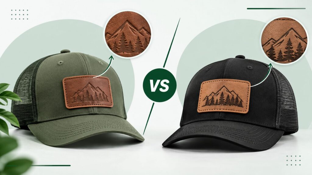 Debossed vs. Laser-Engraved Leather Patches on Hats